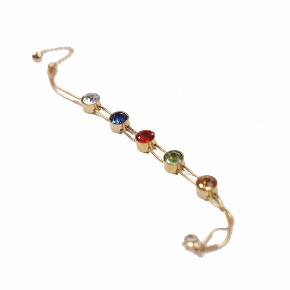 Vibrant Multi-Stone Gold-Tone Bracelet - Picture 3 of 3